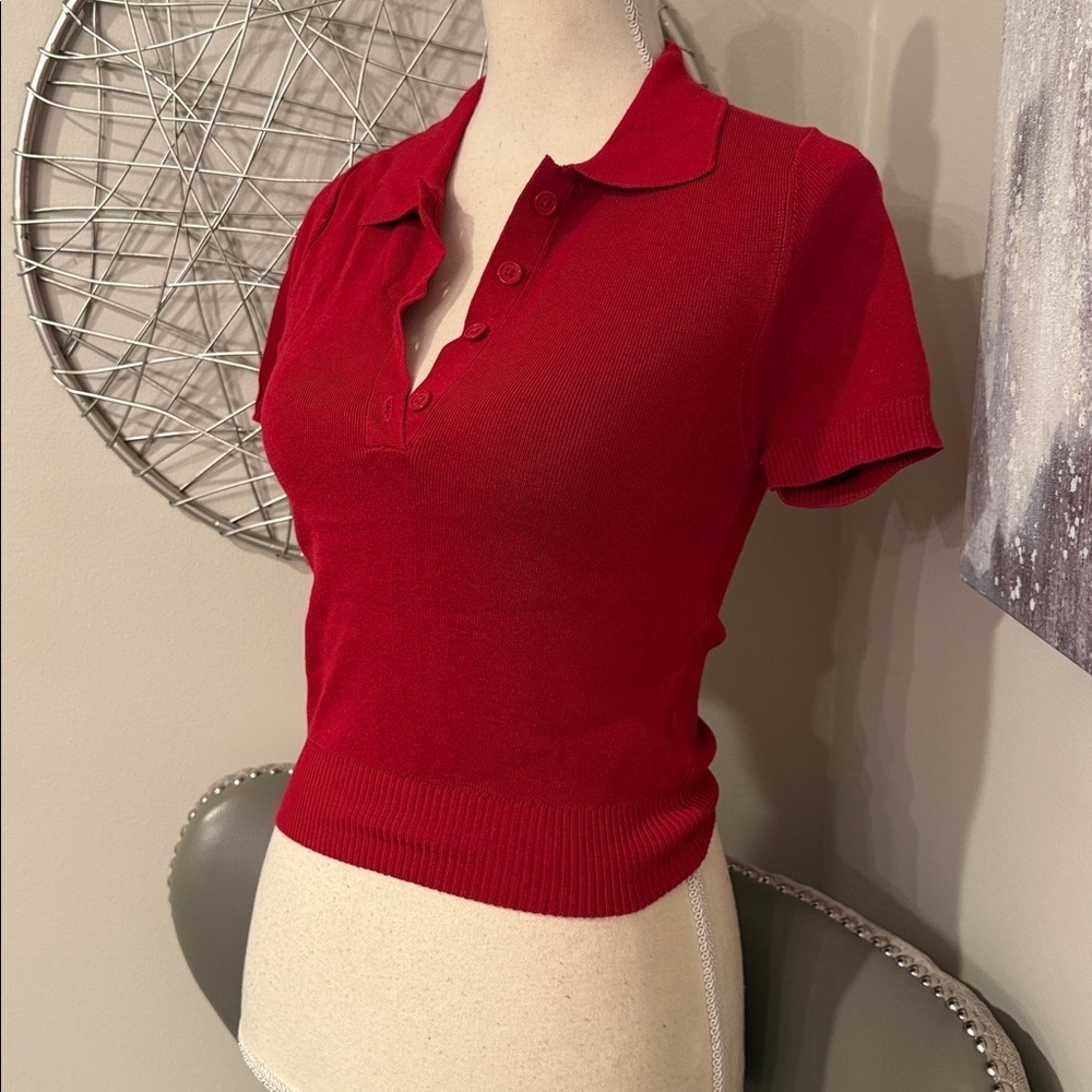 Garage Red Short Sleeve Polo Top - Picture 2 of 5